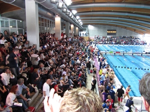 Lo Stadio del Nuoto di Riccione stracolmo durante i Campionati Giovanili 2012