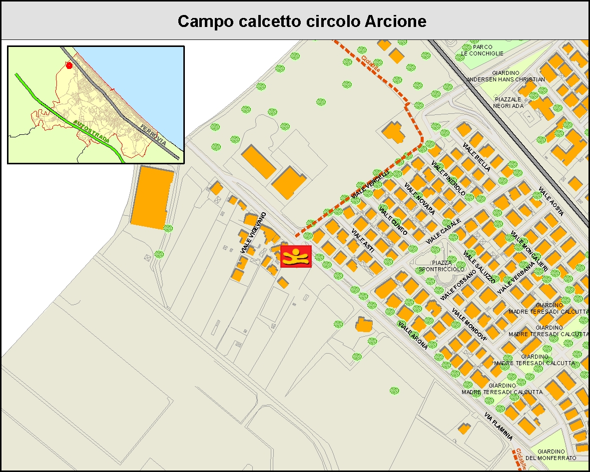 Campo calcetto Arcione - Mappa