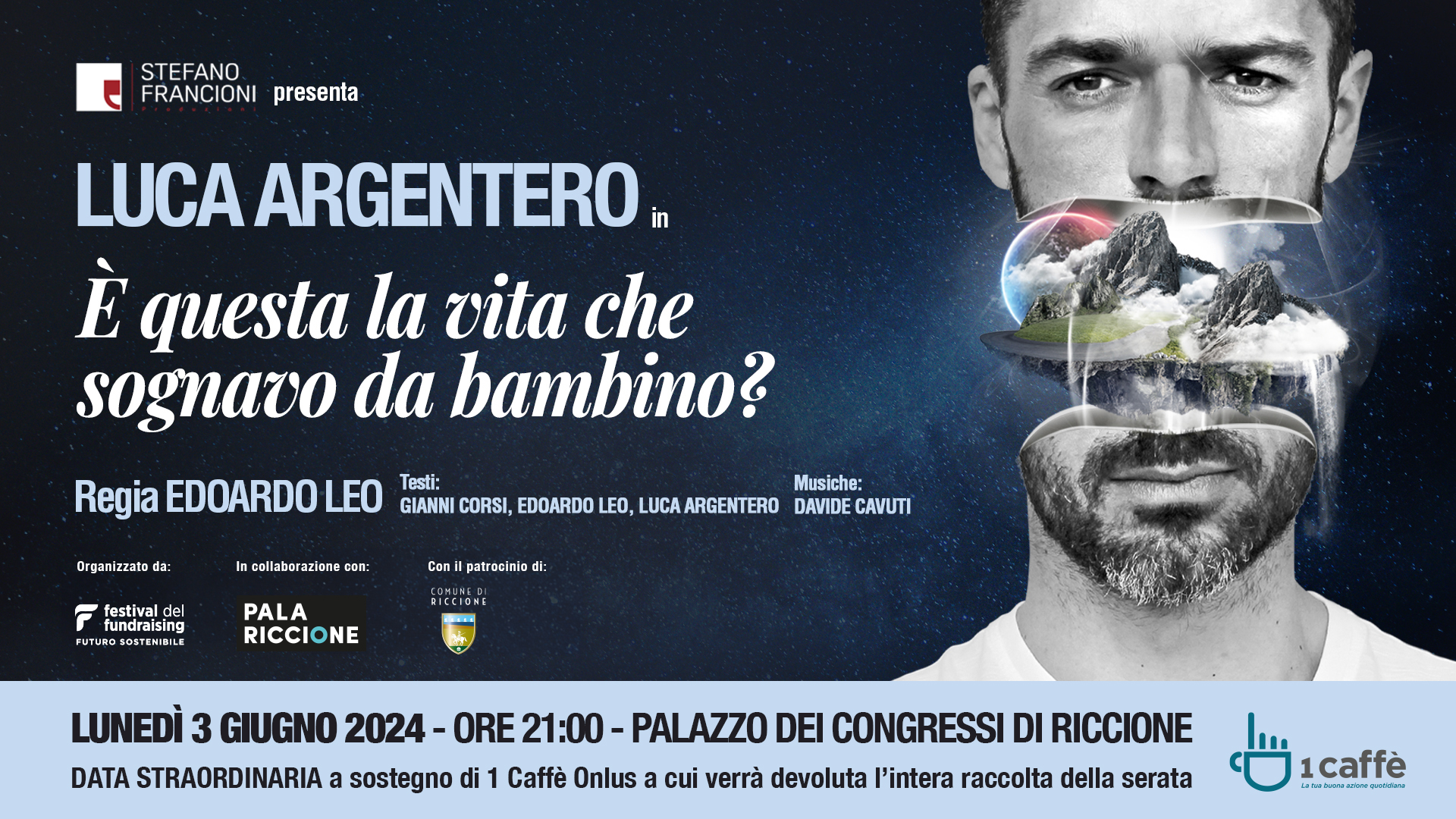 Il video appello di Luca Argentero: “Venite al mio spettacolo a Riccione: l’intero incasso della serata sarà devoluto in beneficenza”