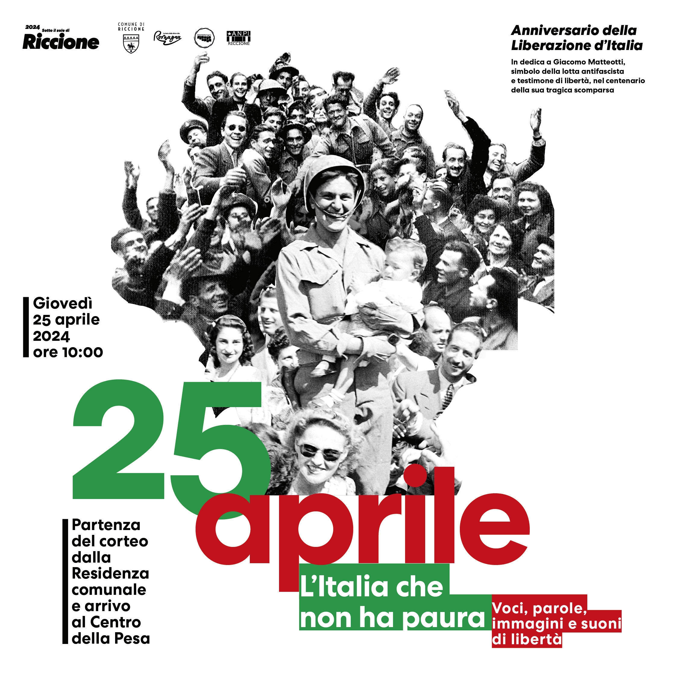 Riccione apre il ponte del 25 aprile con il concerto di Roberto Vecchioni sold out Per la Liberazione poster art, corteo cittadino e conferenza scenica con Ezio Mauro