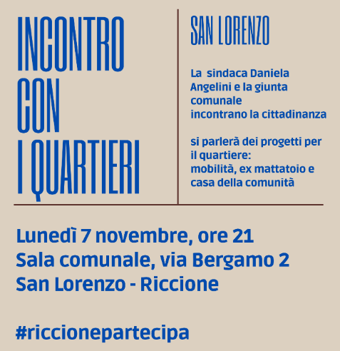 #riccionepartecipa Lunedì 7 novembre alle 21 da San Lorenzo