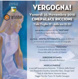 "VERGOGNA!" - venerdì 25 novembre 2016 presso CINEPALACE RICCIONE - viale Virgilio 19